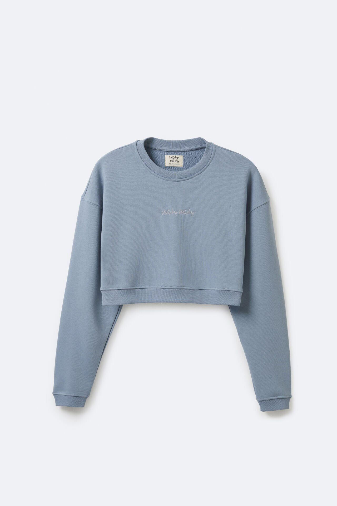 Kadın Crop Blue Sweatshirt