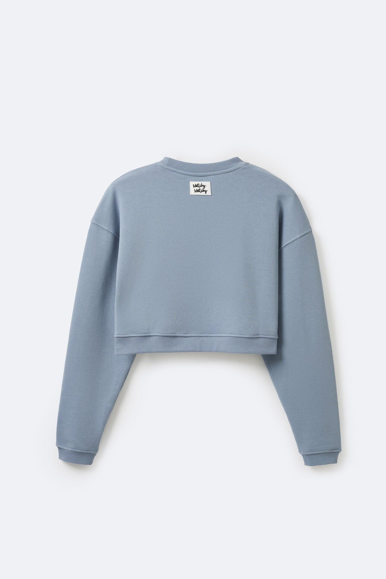Kadın Crop Blue Sweatshirt