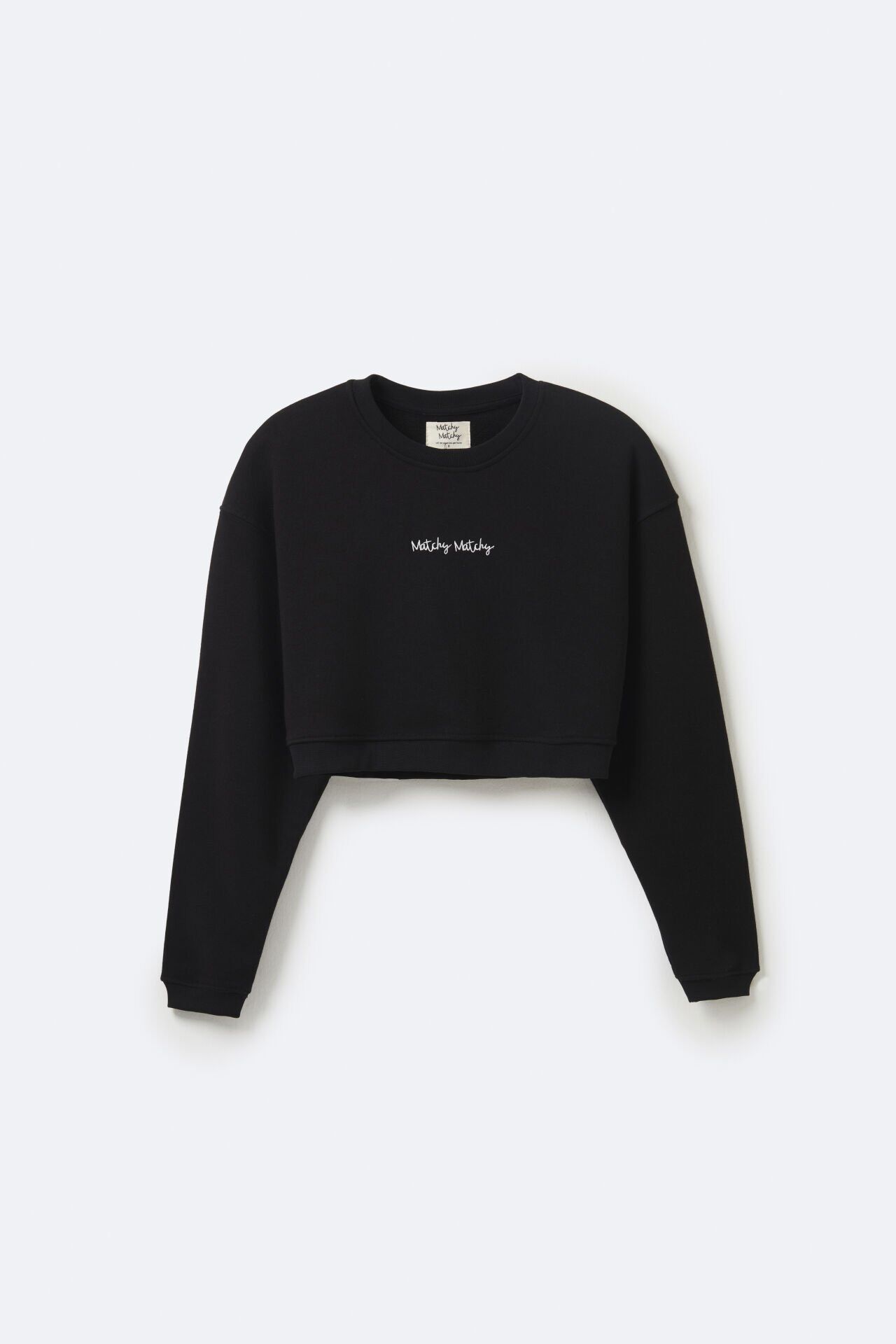 Kadın Crop Black Sweatshirt