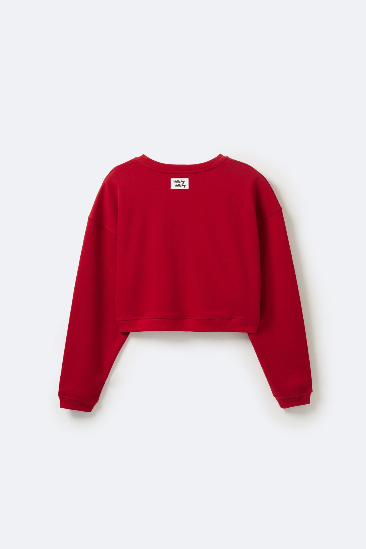 Kadın Crop Red Sweatshirt