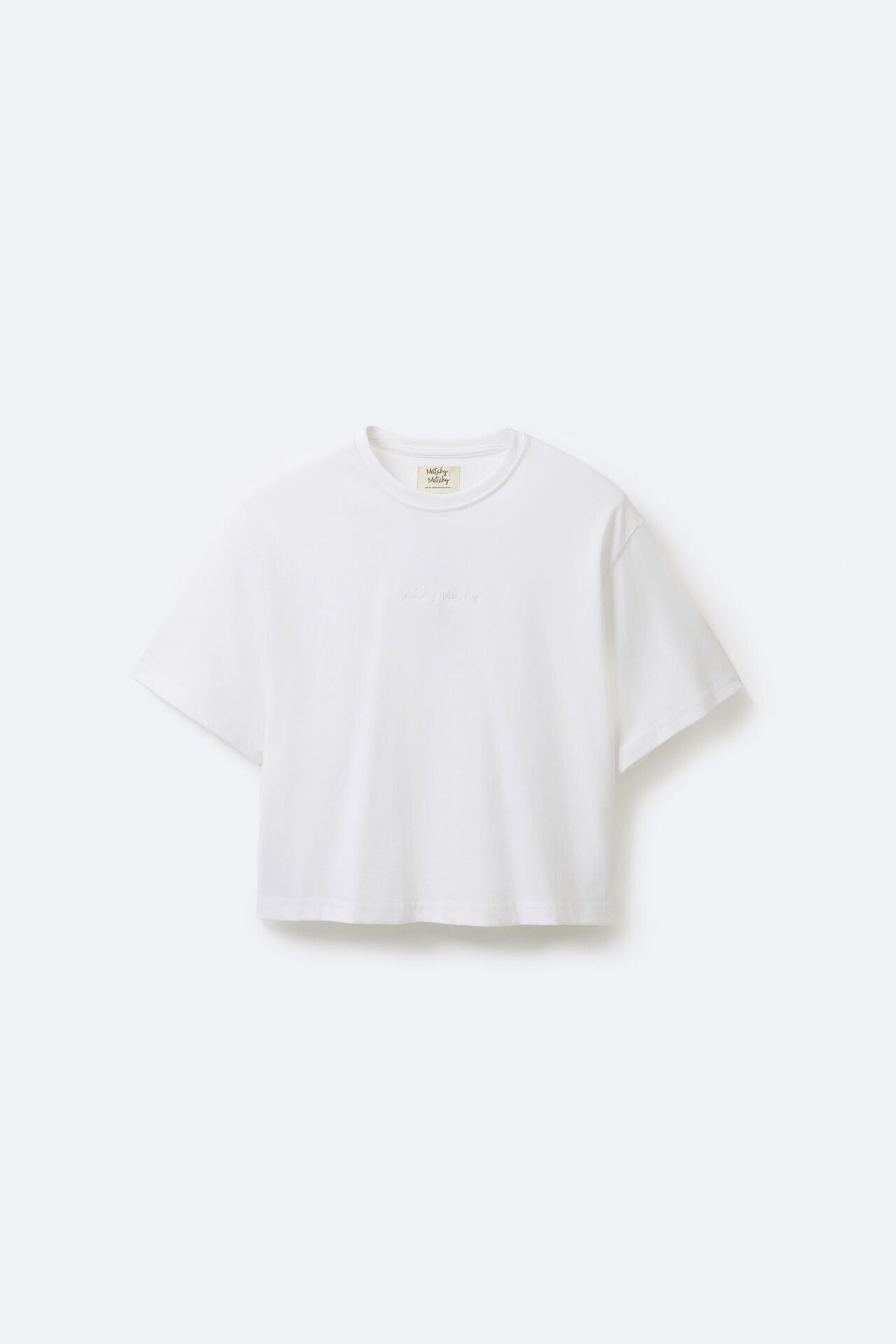 Kadın Crop White T-shirt Beyaz Logolu
