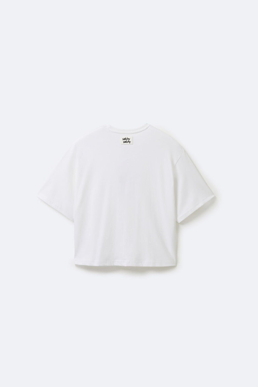 Kadın Crop White T-shirt Siyah Logolu