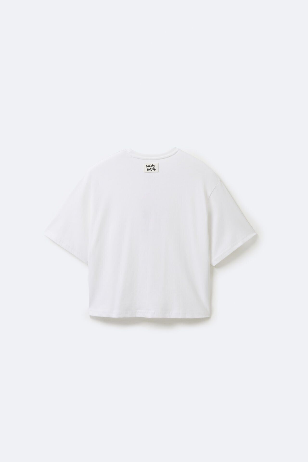 Kadın Crop White T-shirt Siyah Logolu