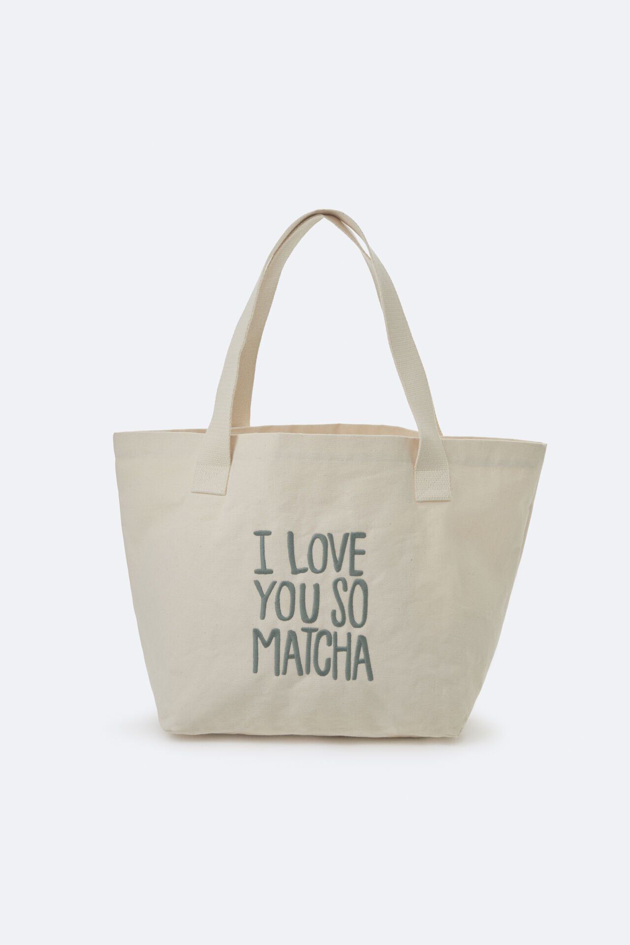 I Love You So Matcha Çift Taraflı Bez Çanta