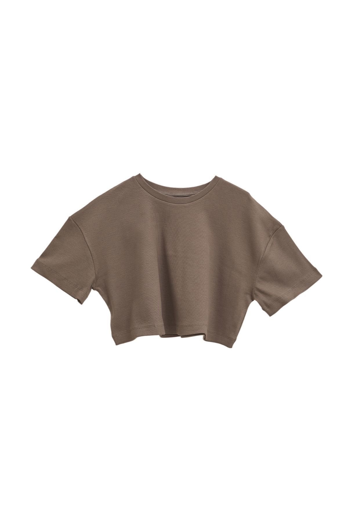 Kadın Pia Espresso Crop Top Skirt Set