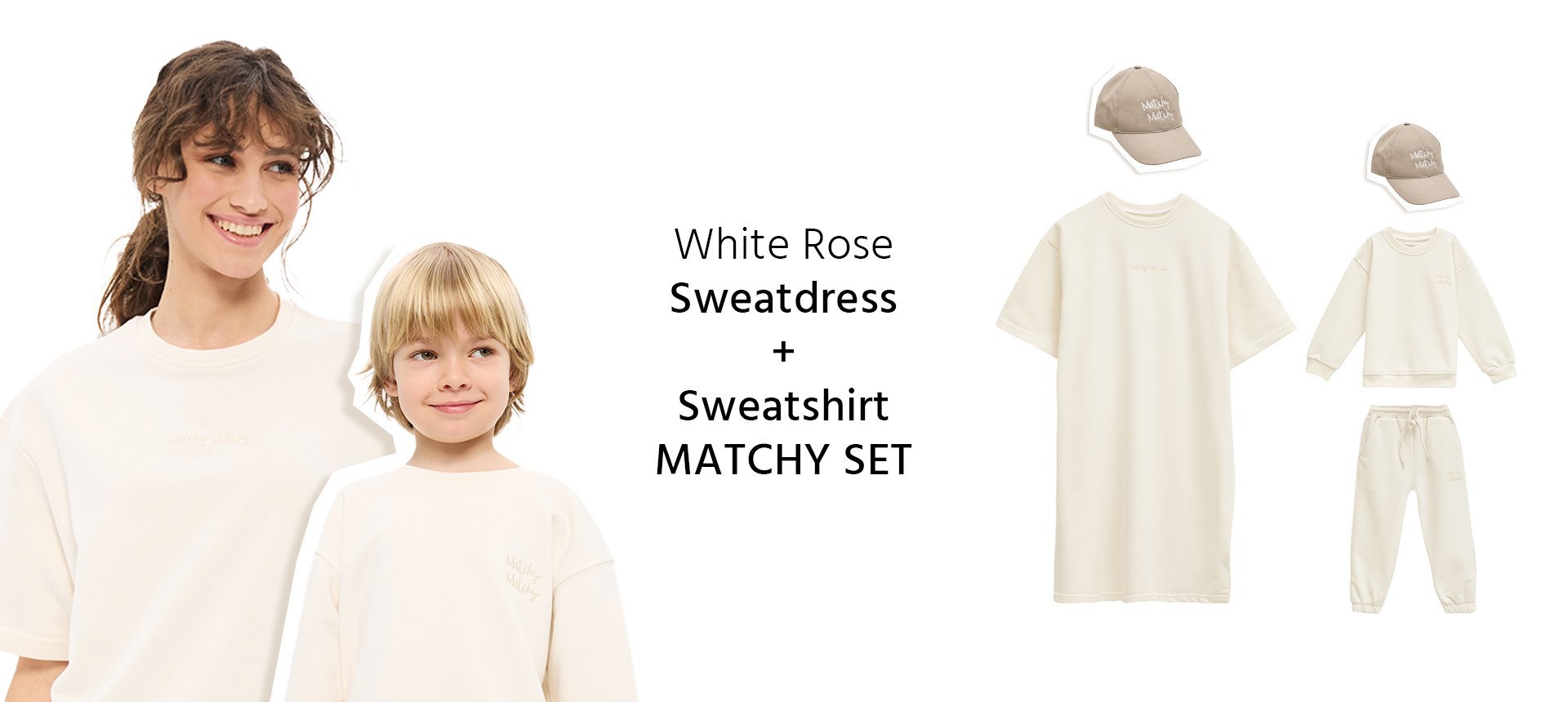 White Rose Sweatdress & Sweatshirt Matchy Set