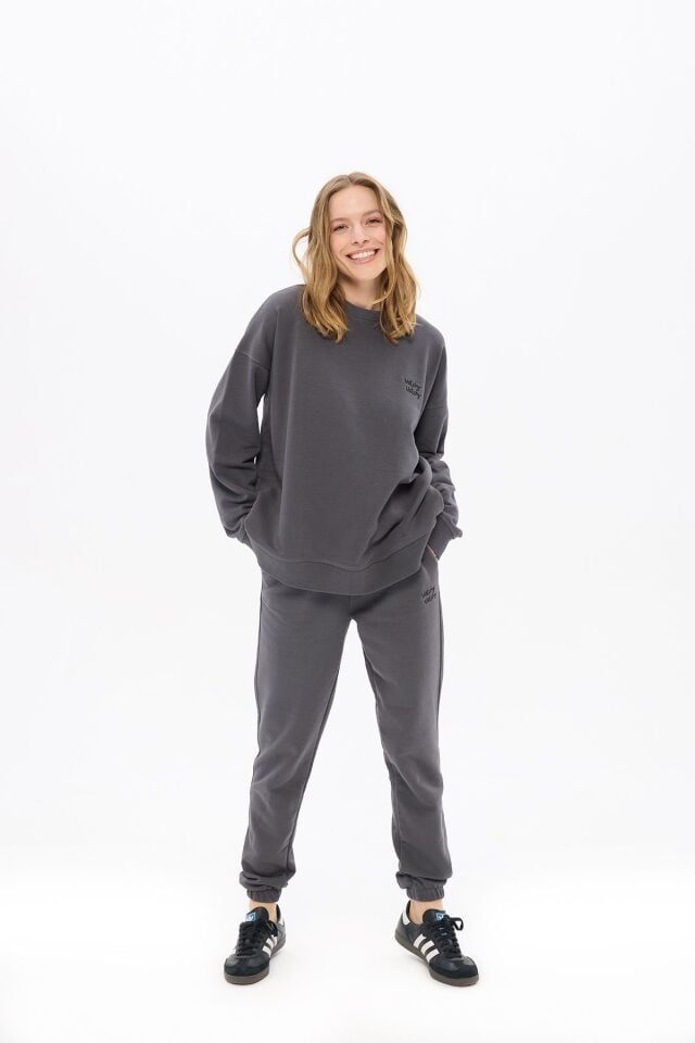 Kadın Antrasit Oversize Sweatshirt