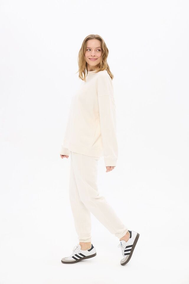 Kadın White Rose Oversize Sweatshirt