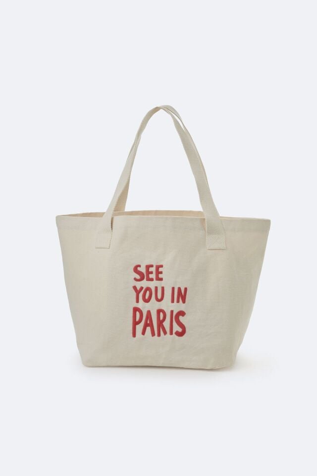 See You in Paris Çift Taraflı Bez Çanta