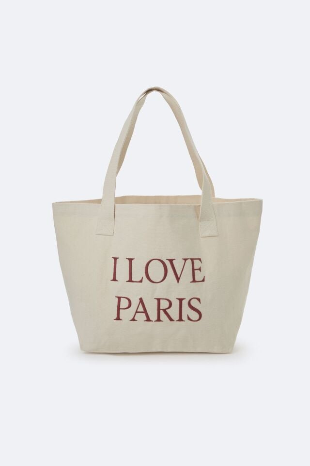 I Love Paris Çift Taraflı Bez Çanta