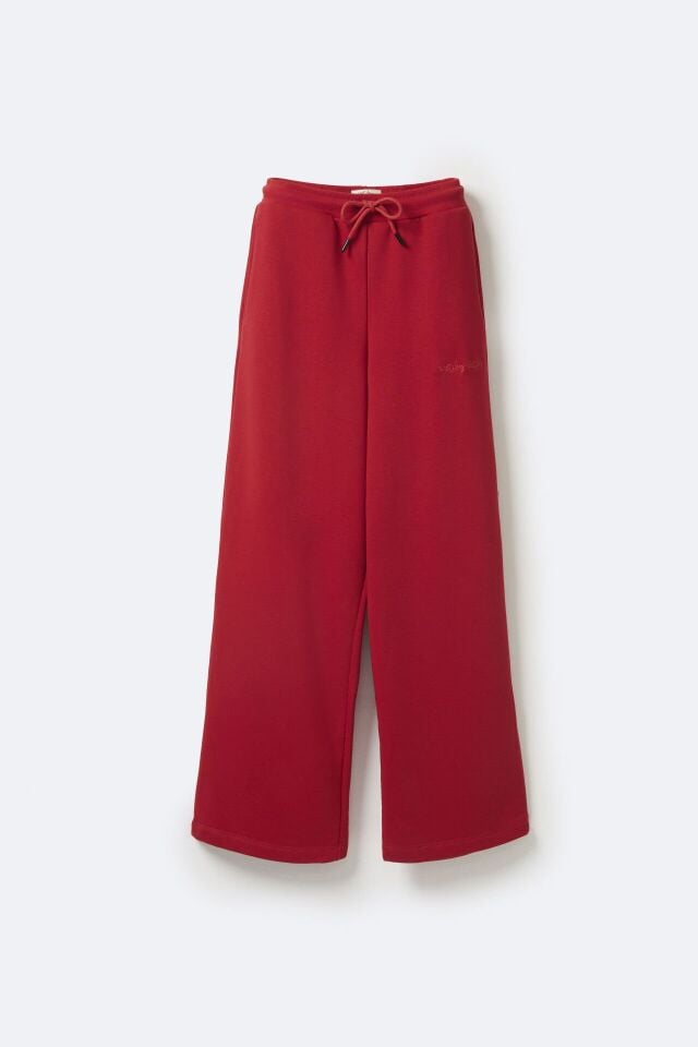 Kadın Wide Flare Red Sweatpant